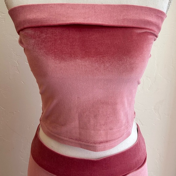 Finesse Pink Velvet Strapless Top and Long Skinny Maxi Skirt Set (Medium) NWOT - Picture 9 of 16